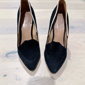 L.A.M.B. Black Suede Pointed Heels